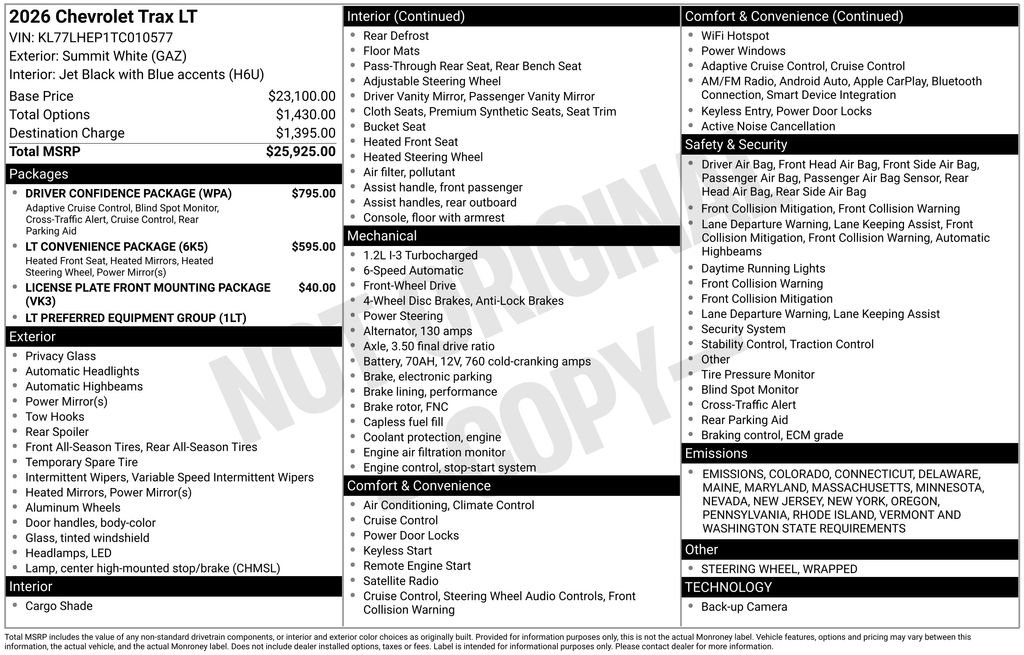 New 2026 Chevrolet Trax LT w/ Driver Confidence Package image 3