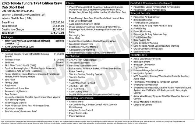 New 2026 Toyota Tundra 1794 Edition AWD/4WD image 1