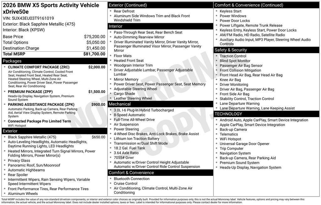 Used 2026 BMW X5 xDrive50e w/ Climate Comfort Package AWD/4WD image 5
