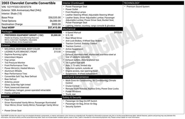 Used 2003 Chevrolet Corvette Convertible w/ Preferred Equipment Group1 RWD image 32