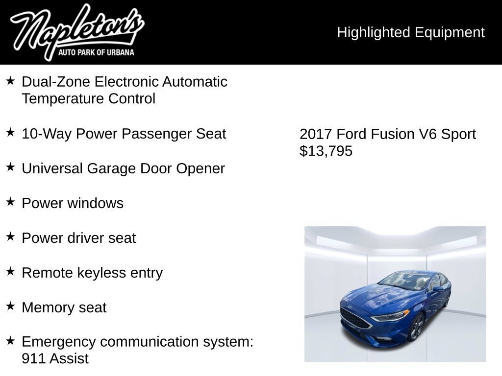Used 2017 Ford Fusion Sport w/ Equipment Group 401A AWD/4WD image 6