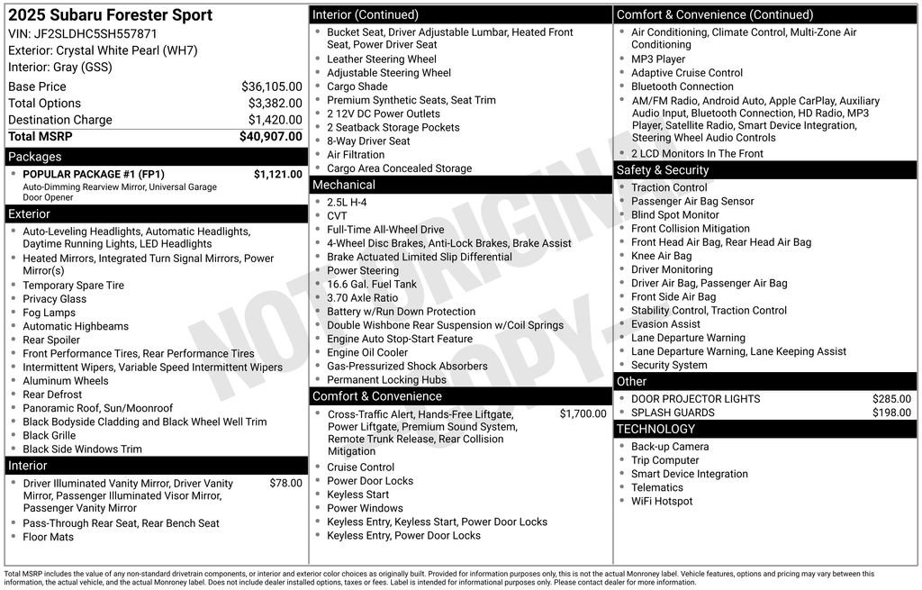 Certified 2025 Subaru Forester Sport w/ Popular Package #1 AWD/4WD image 26