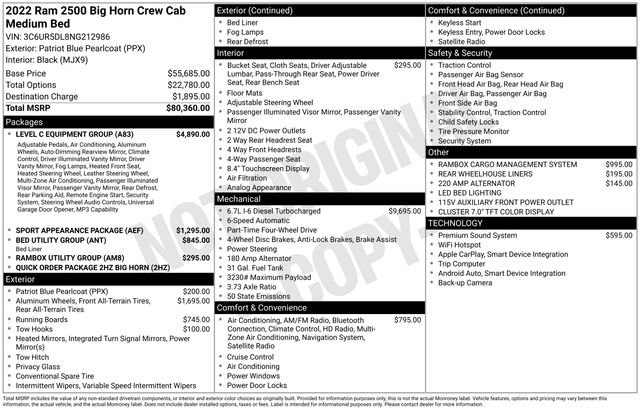Used 2022 RAM 2500 Big Horn w/ Level C Equiment Group AWD/4WD image 52