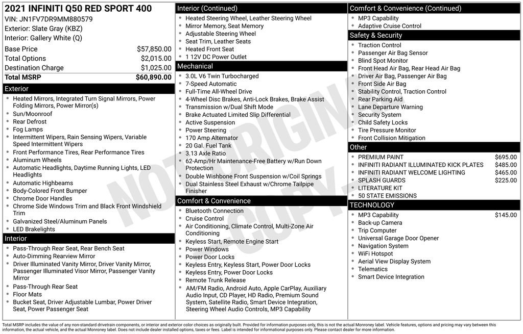 Used 2021 INFINITI Q50 Red Sport 400 image 38