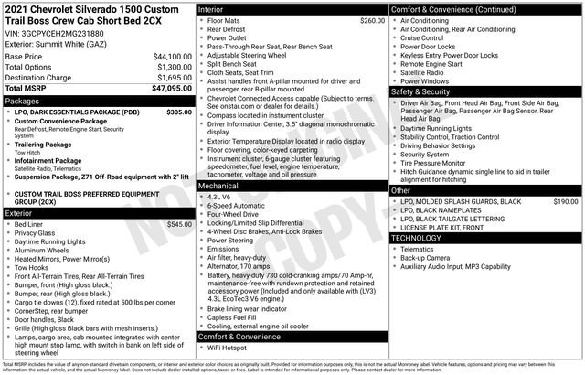 Used 2021 Chevrolet Silverado 1500 Custom Trail Boss w/ LPO, Dark Essentials Package AWD/4WD image 27