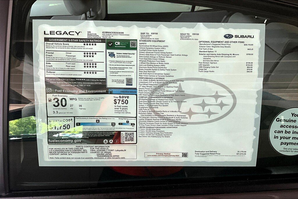 New 2025 Subaru Legacy Premium AWD/4WD image 11
