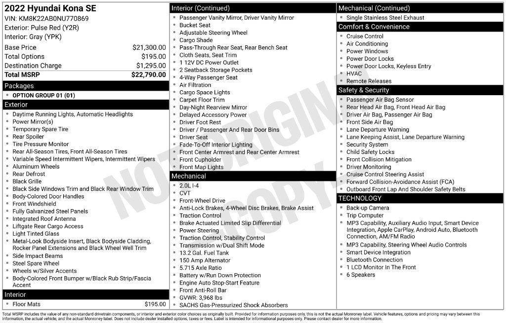 Used 2022 Hyundai Kona SE FWD image 9