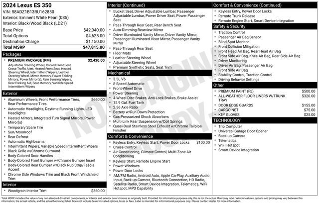 Certified 2024 Lexus ES 350 w/ Premium Package FWD image 53