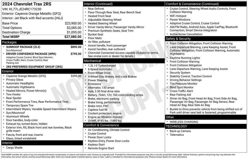 Used 2024 Chevrolet Trax RS w/ Sunroof Package FWD image 22