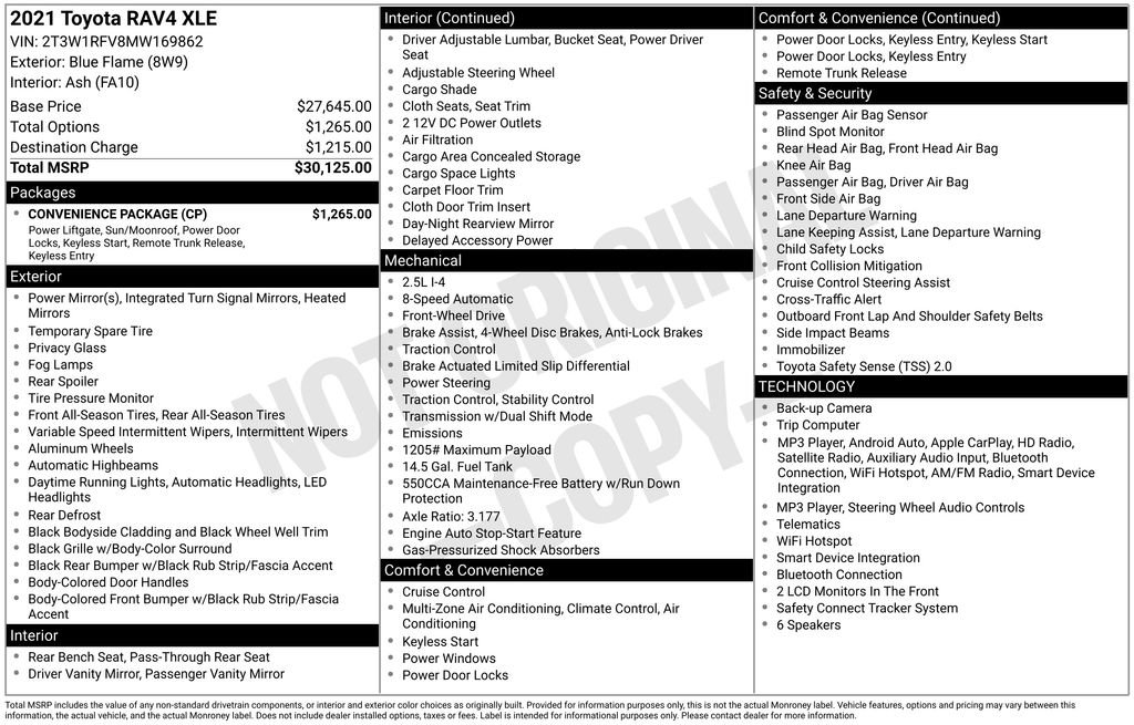 Used 2021 Toyota RAV4 XLE w/ Convenience Package FWD image 7