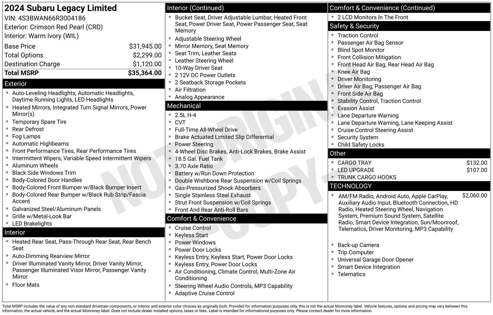 Certified 2024 Subaru Legacy Limited AWD/4WD image 3