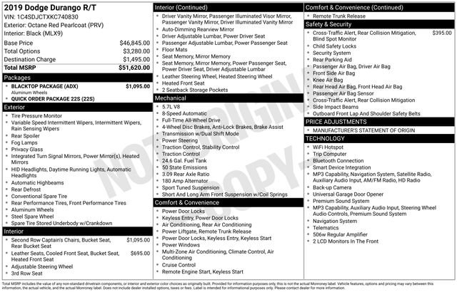 Used 2019 Dodge Durango R/T w/ Blacktop Package AWD/4WD image 6