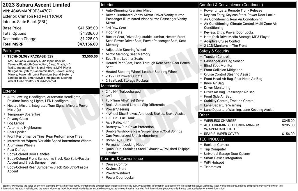 Used 2023 Subaru Ascent Limited w/ Technology Package image 6