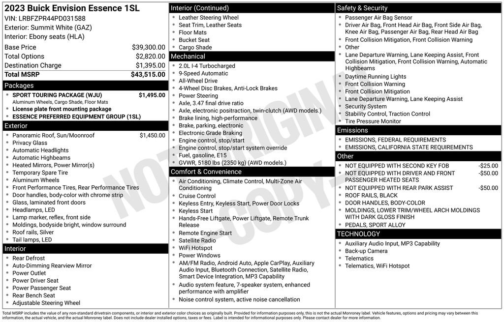 Used 2023 Buick Envision Essence w/ Sport Touring Package image 38