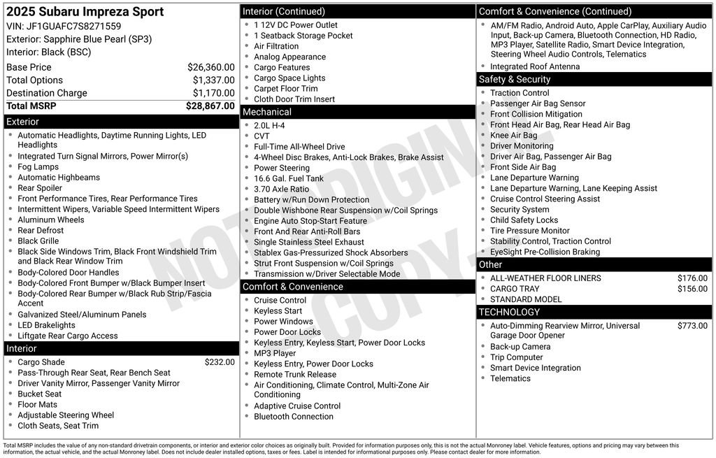 Certified 2025 Subaru Impreza 2.0i Sport image 5
