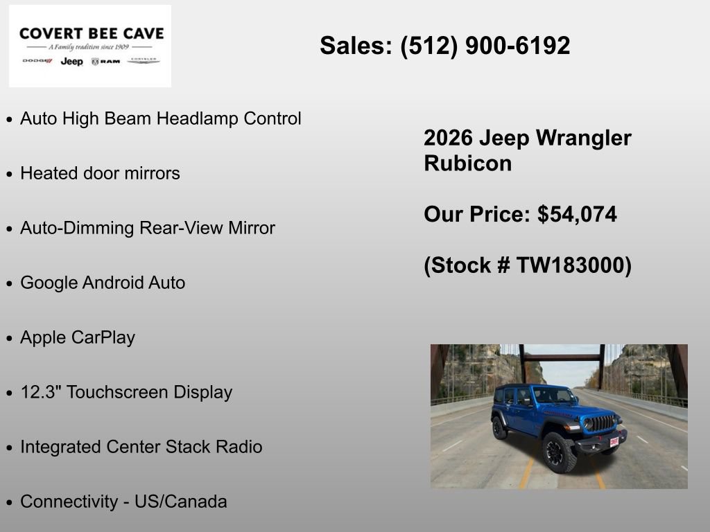 New 2026 Jeep Wrangler Unlimited Rubicon w/ Safety Group AWD/4WD image 30