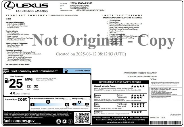 Certified 2025 Lexus ES 350 w/ Premium Package FWD image 3