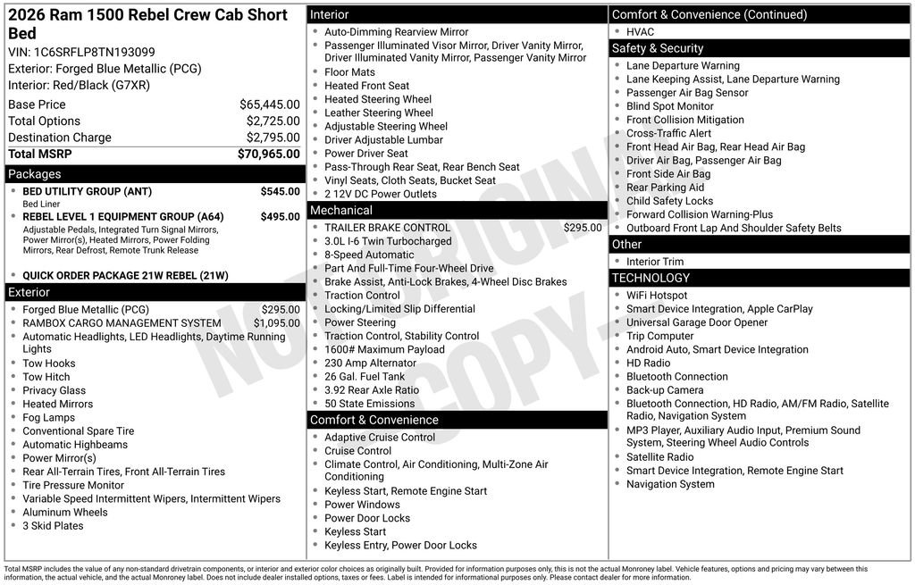 Used 2026 RAM 1500 Rebel w/ Bed Utility Group AWD/4WD image 43