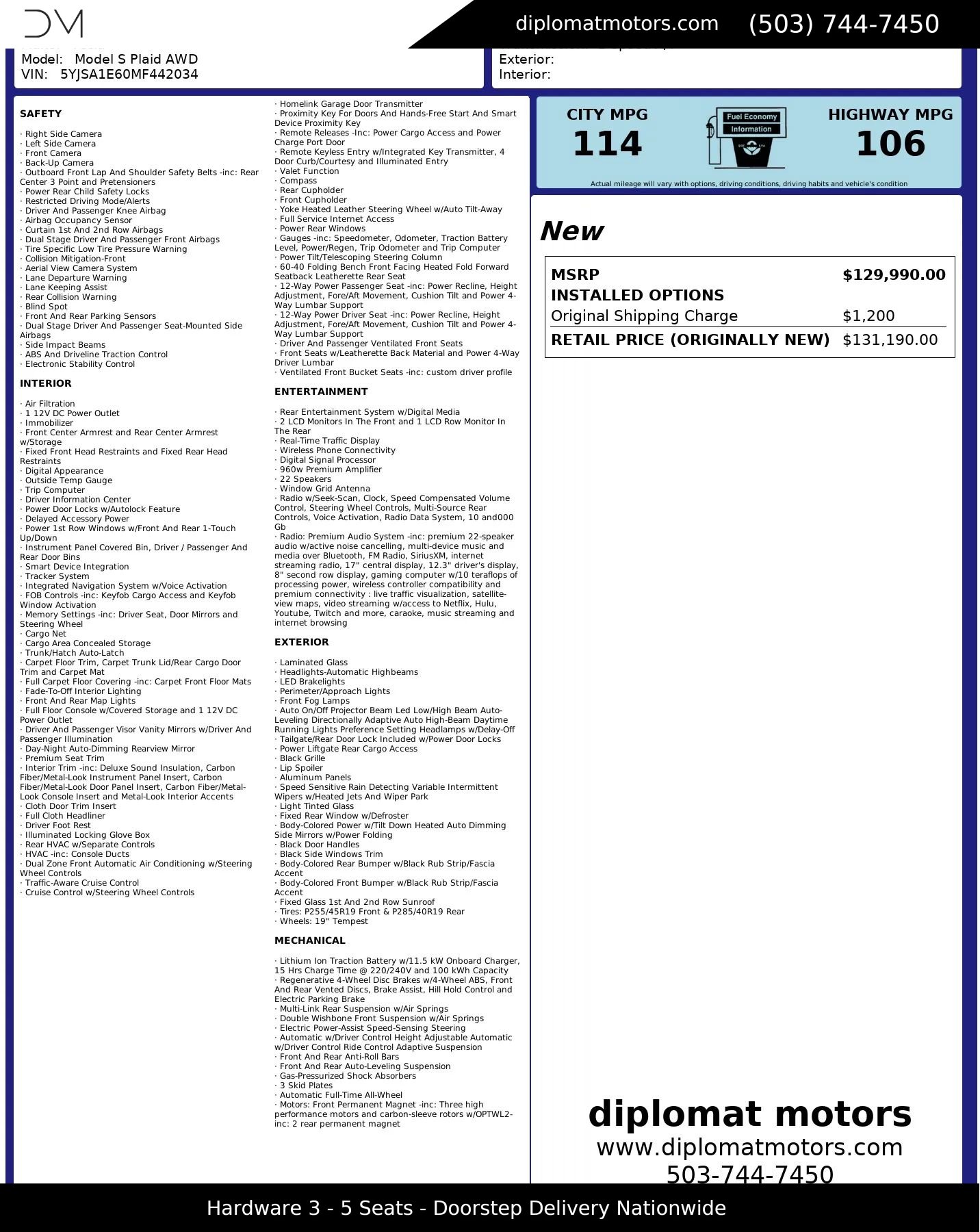 Used 2021 Tesla Model S Plaid image 2