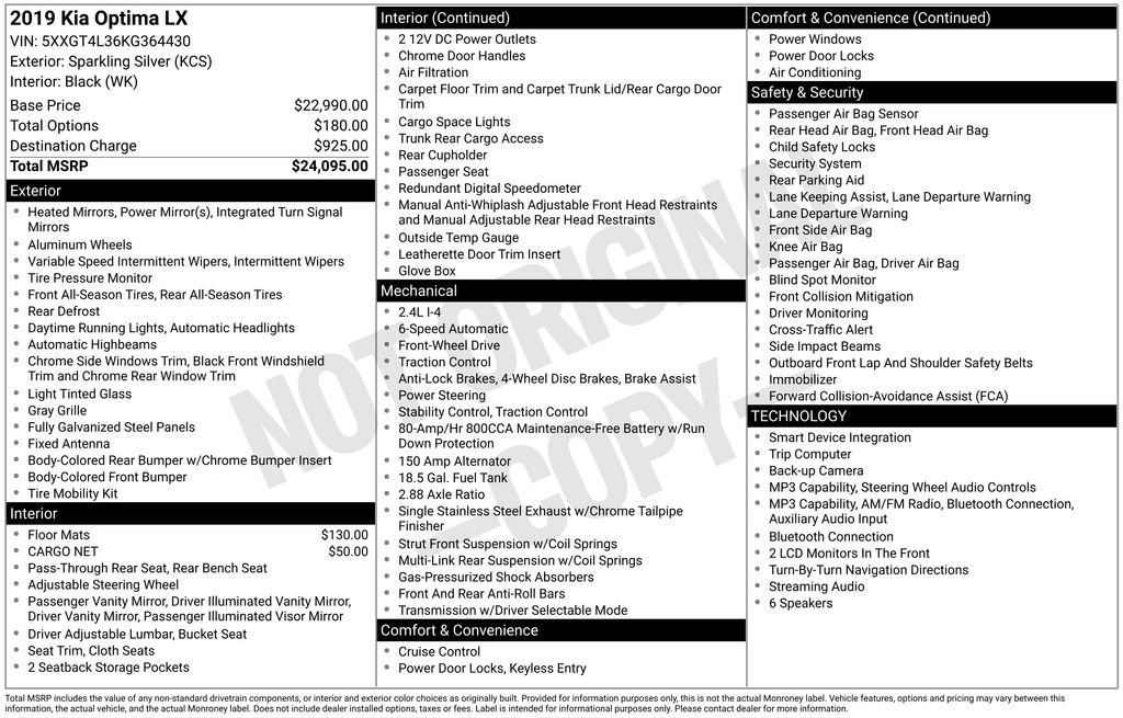 Used 2019 Kia Optima LX image 9