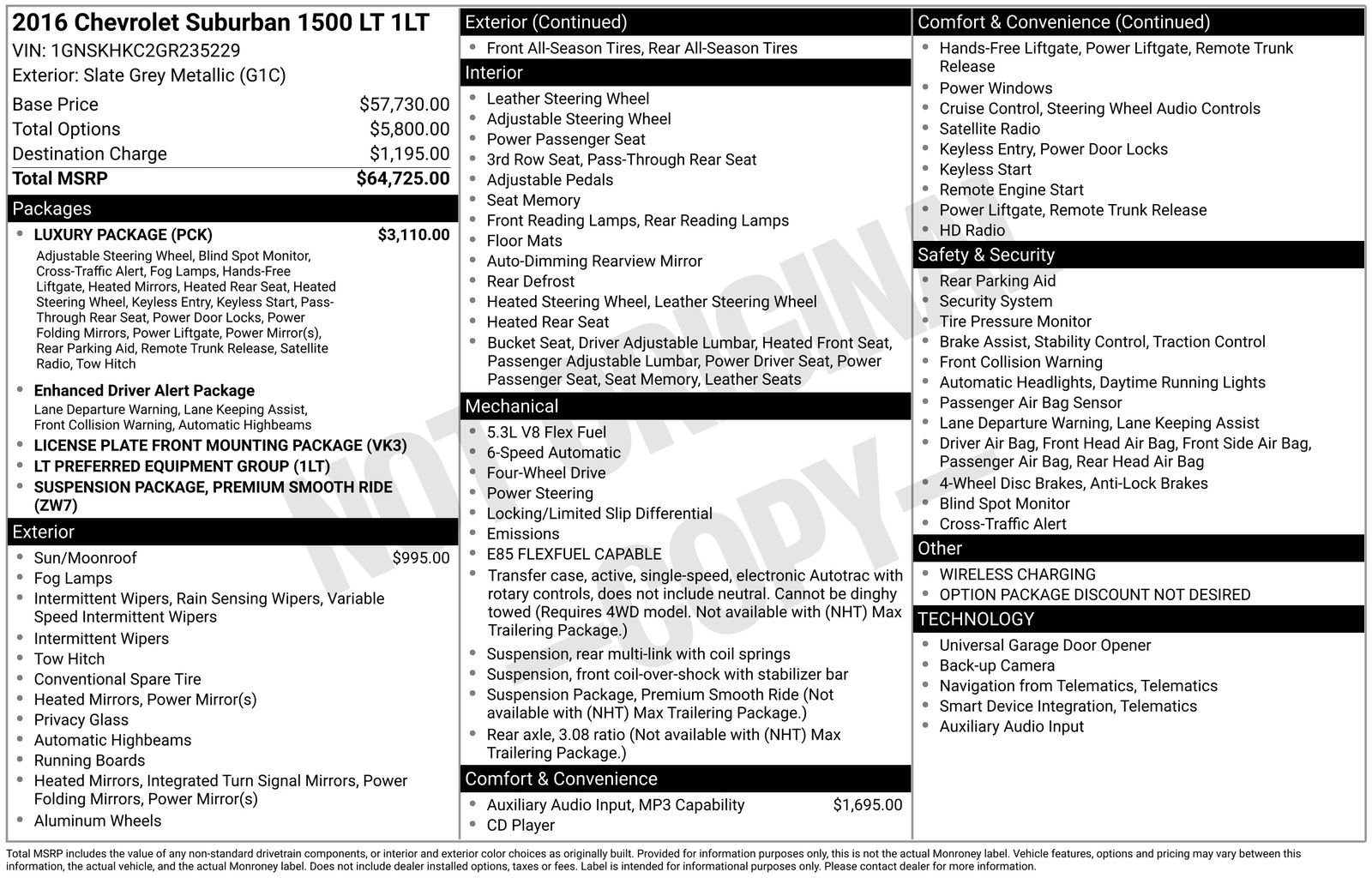 Used 2016 Chevrolet Suburban LT w/ Luxury Package AWD/4WD image 67