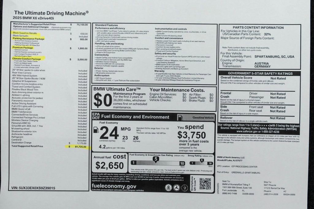 Used 2025 BMW X6 xDrive40i w/ Climate Comfort Package image 53