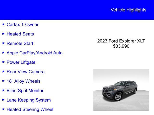 Certified 2023 Ford Explorer XLT w/ Equipment Group 202A AWD/4WD image 3