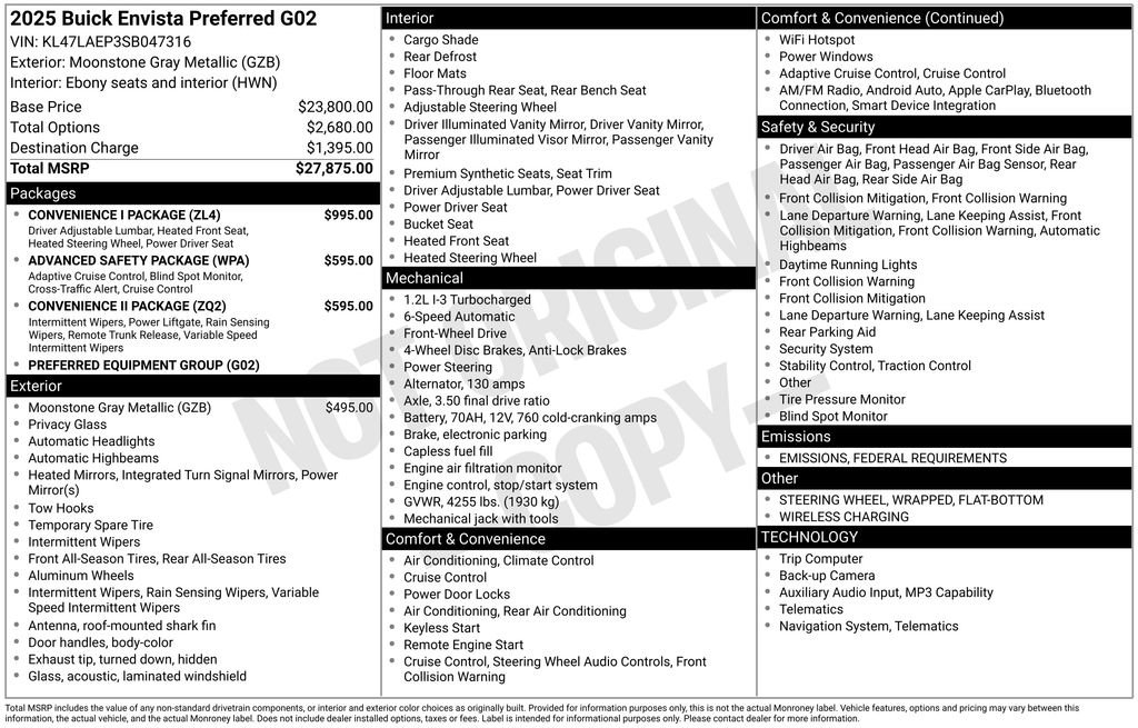 New 2025 Buick Envista Preferred w/ Convenience I Package image 35