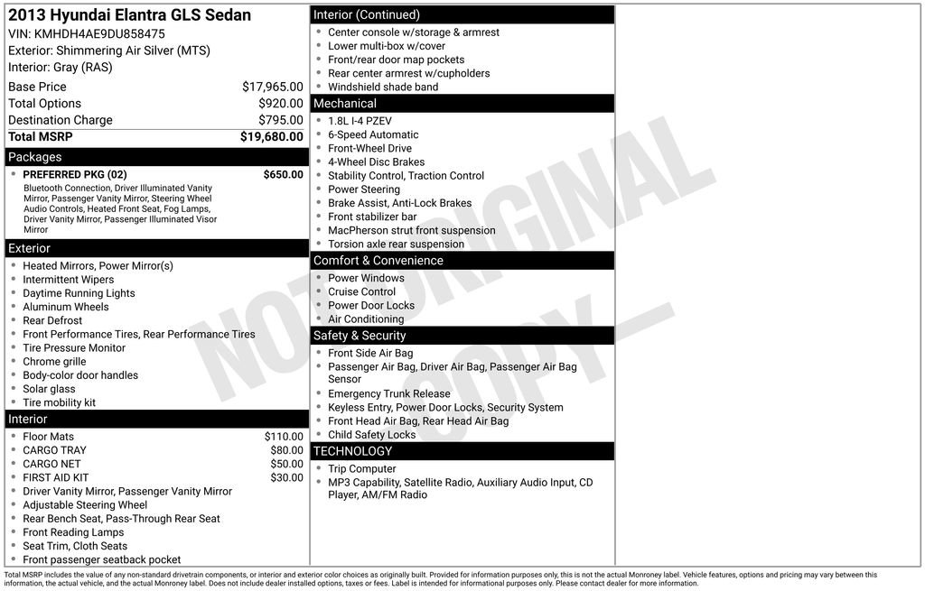 Used 2013 Hyundai Elantra GLS w/ Preferred Pkg FWD image 10
