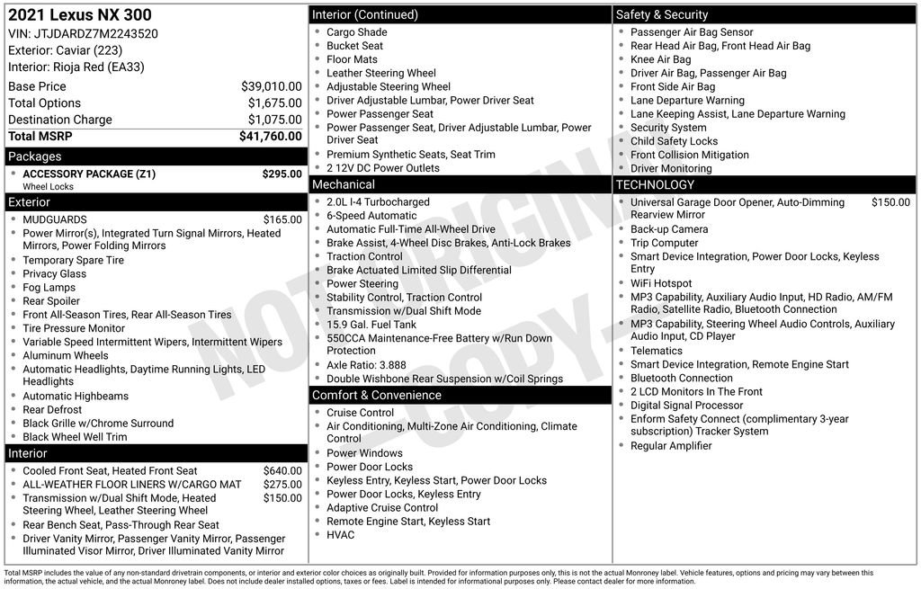 Used 2021 Lexus NX 300 AWD w/ Accessory Package image 4