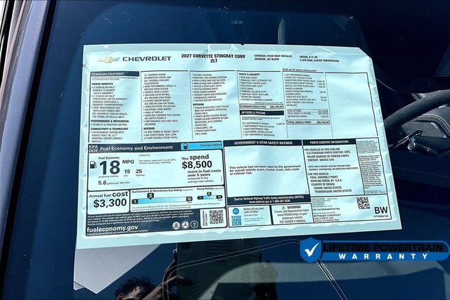 New 2027 Chevrolet Corvette Stingray Convertible w/ Z51 Performance Package RWD image 13