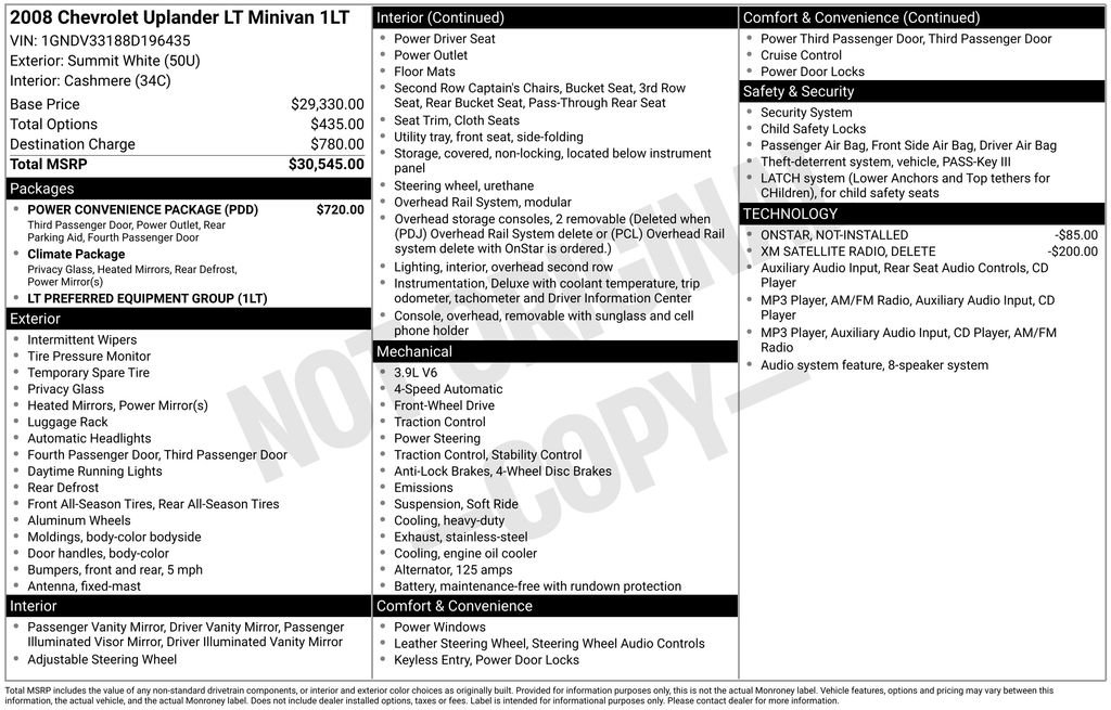 Used 2008 Chevrolet Uplander LT w/ Power Convenience Package FWD image 32