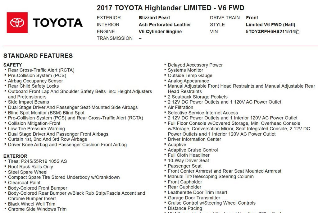 Used 2017 Toyota Highlander Limited FWD image 18