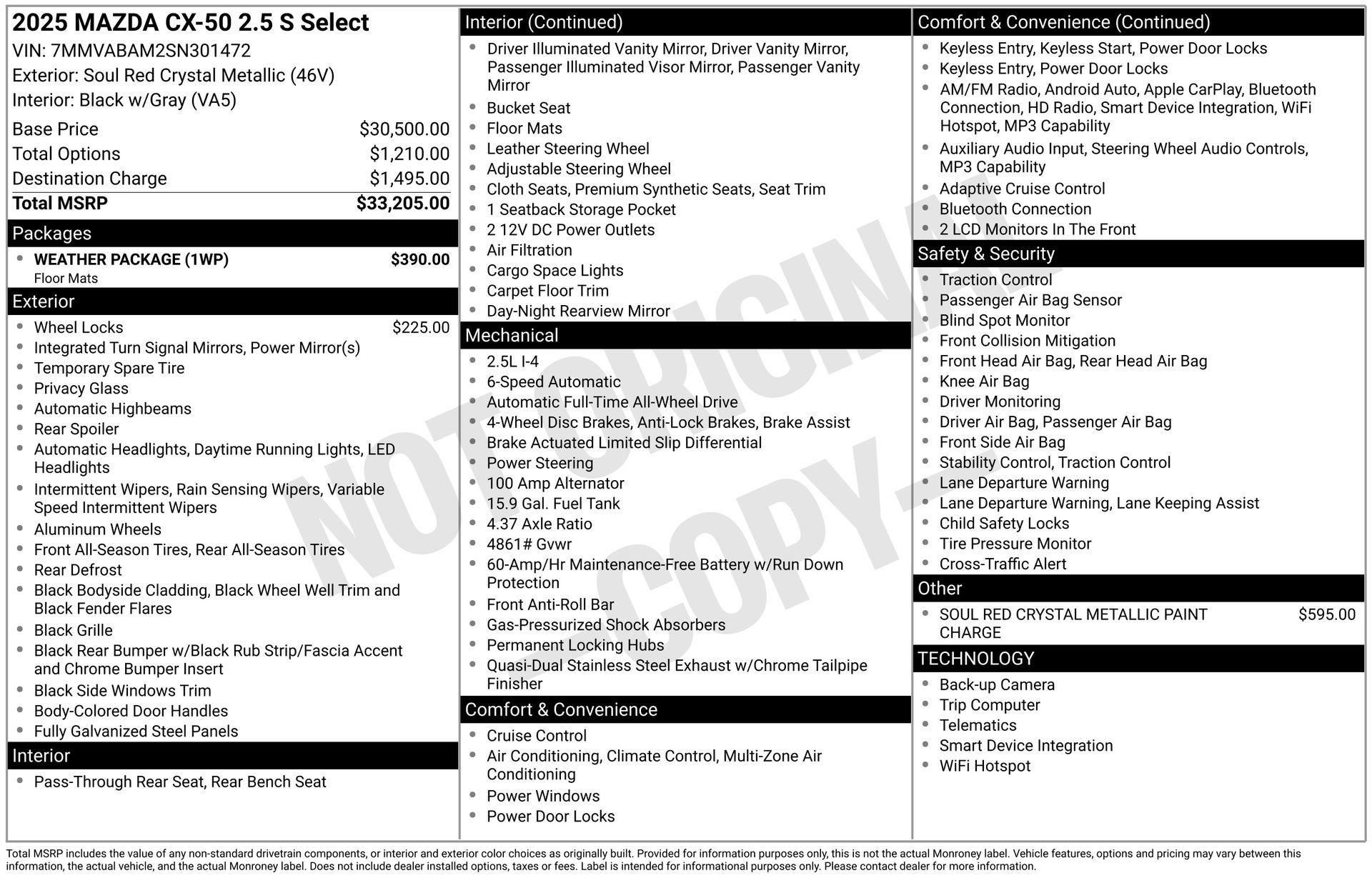 Used 2025 MAZDA CX-50 AWD 2.5 S w/ Weather Package image 47