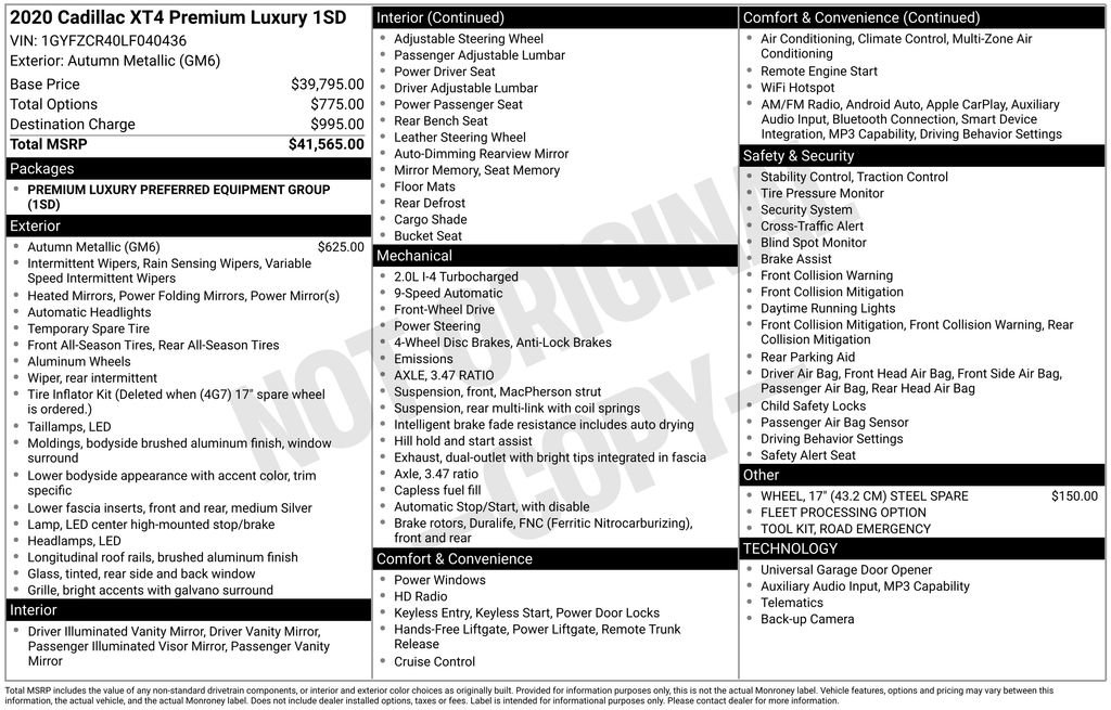 Certified 2020 Cadillac XT4 Premium Luxury image 38