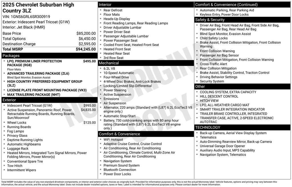 Certified 2025 Chevrolet Suburban High Country AWD/4WD image 3