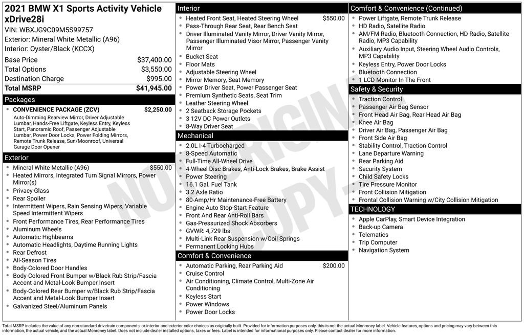 Used 2021 BMW X1 xDrive28i w/ Convenience Package image 2