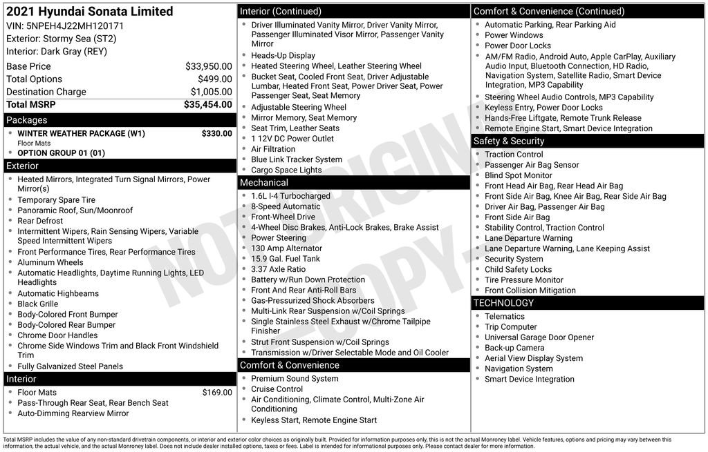 Used 2021 Hyundai Sonata Limited w/ Winter Weather Package FWD image 16