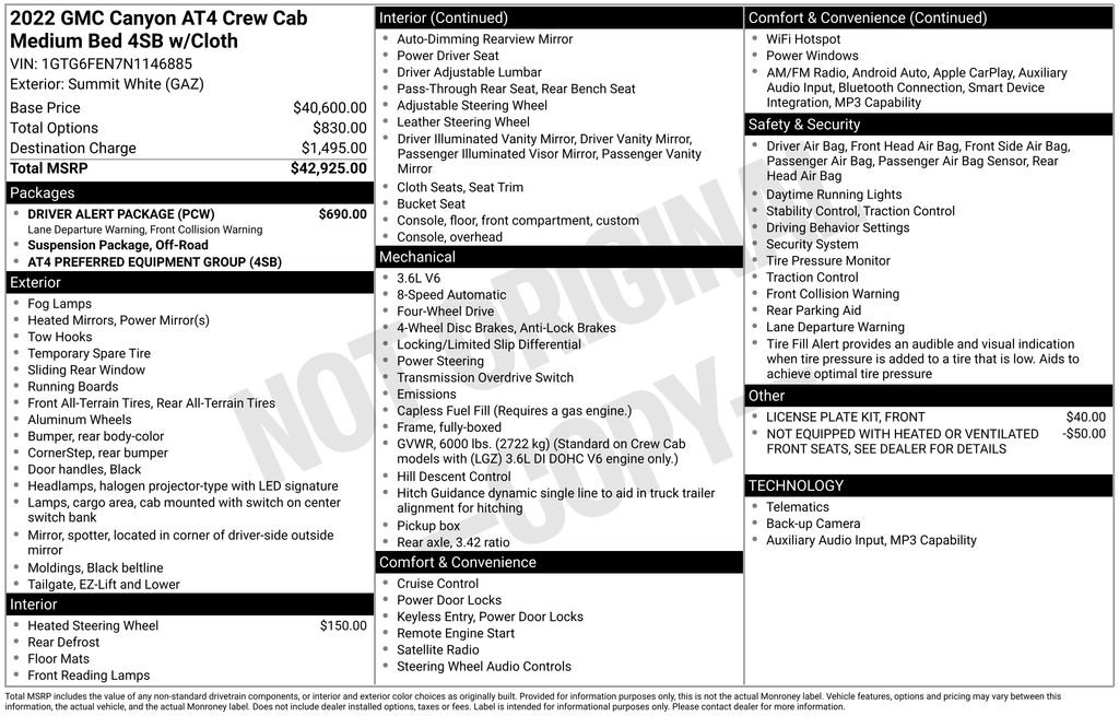 Used 2022 GMC Canyon AT4 w/ Driver Alert Package AWD/4WD image 34