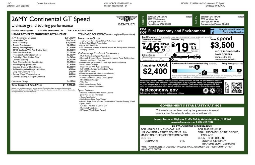 New 2026 Bentley Continental GT Speed AWD/4WD image 39