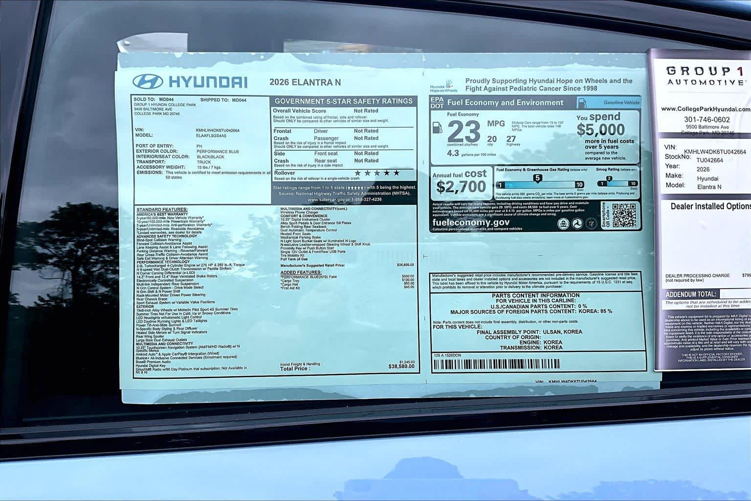 New 2026 Hyundai Elantra N FWD image 19