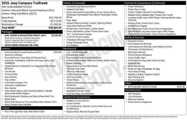 New 2026 Jeep Compass Trailhawk w/ Sun, Sound & Navigation Group AWD/4WD image 5