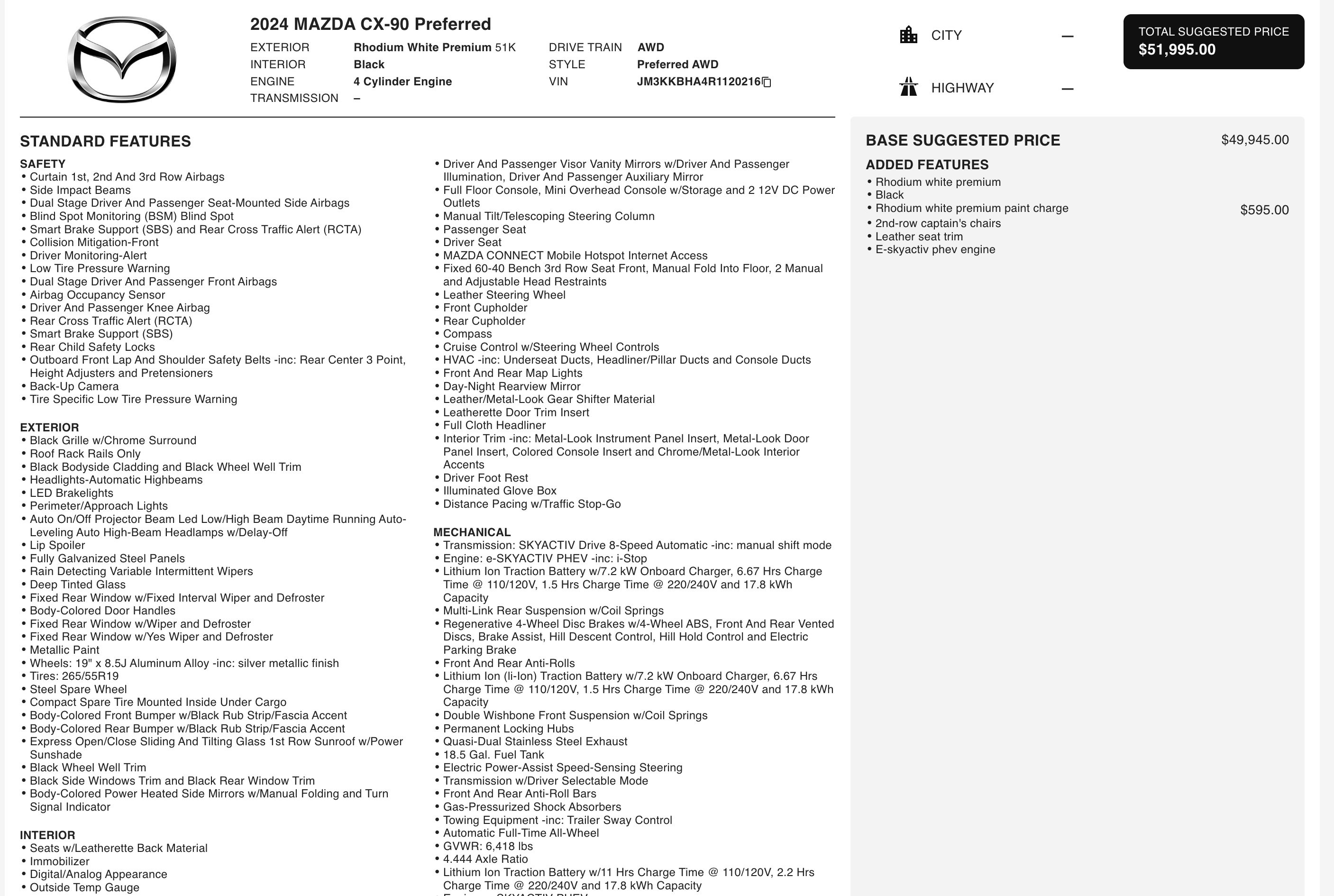 Used 2024 MAZDA CX-90 Plug-In Hybrid w/ Preferred image 5