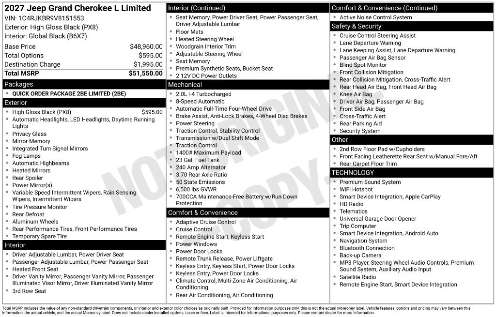 New 2027 Jeep Grand Cherokee L Limited AWD/4WD image 34