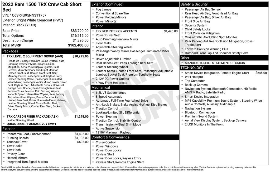 Used 2022 RAM 1500 TRX w/ TRX Level 2 Equipment Group AWD/4WD image 25