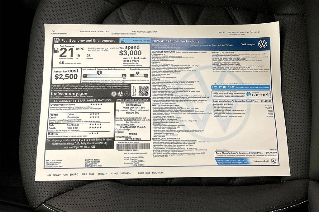 New 2025 Volkswagen Atlas SE image 36