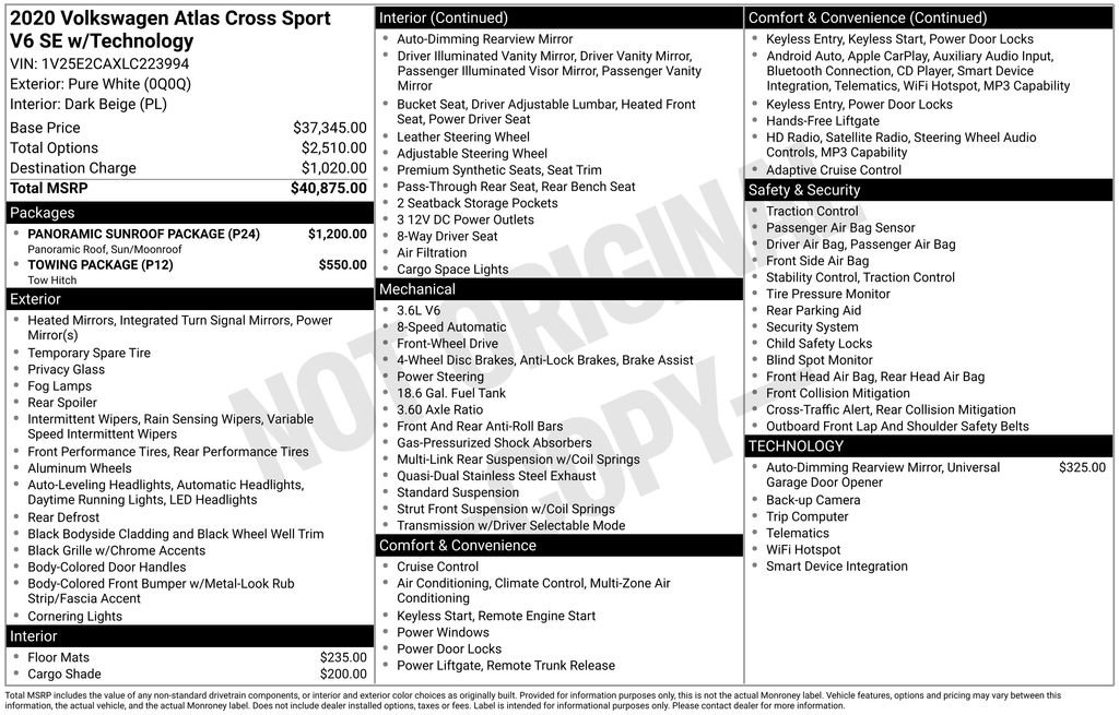 Used 2020 Volkswagen Atlas Cross Sport SE w/ Panoramic Sunroof Package image 8