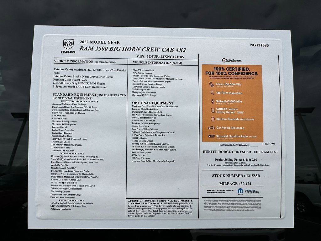 Certified 2022 RAM 2500 Big Horn w/ Level C Equiment Group image 4