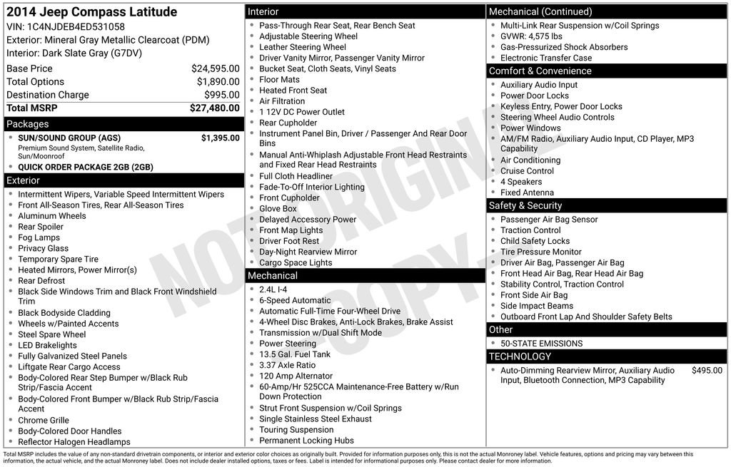 Used 2014 Jeep Compass Latitude w/ Sun/Sound Group image 15