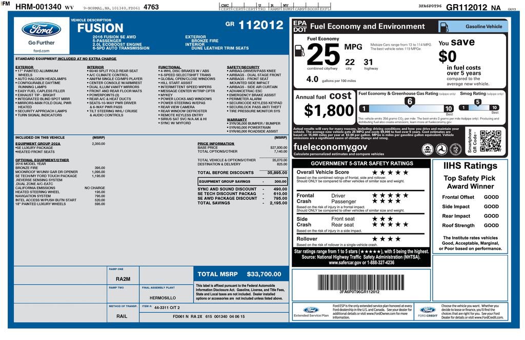 Used 2016 Ford Fusion SE w/ Equipment Group 202A image 6